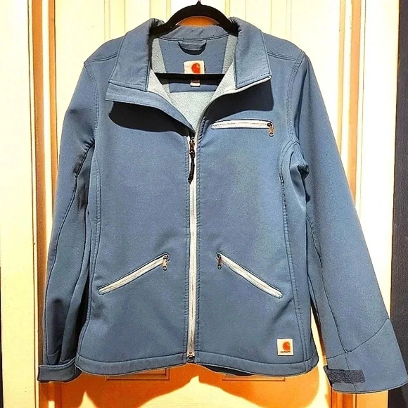 Carhartt slate blue full zip coat with front zippered pockets Size Medium (8-10)